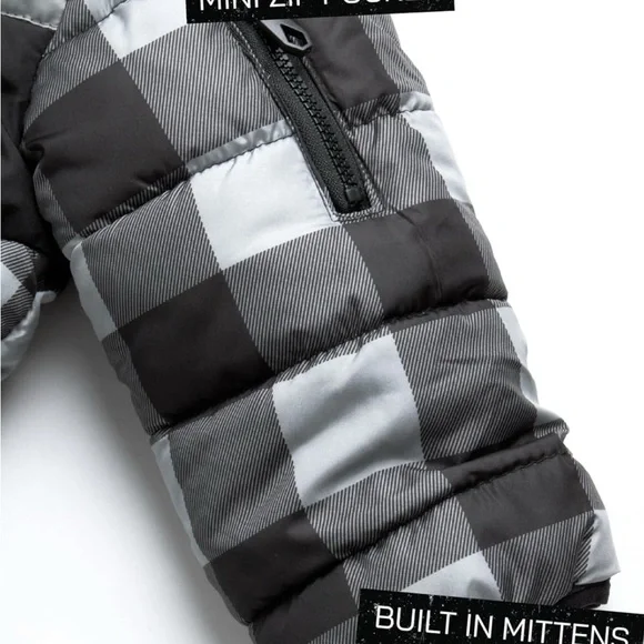 Volcom Checkered Puffer Jacket in Black and Gray - Picture 3 of 6